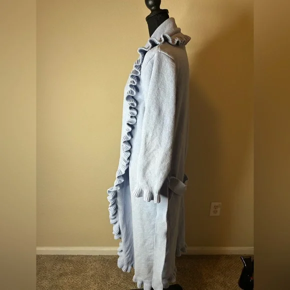 Ruffle Chenille Robe sky blue - Picture 4 of 6